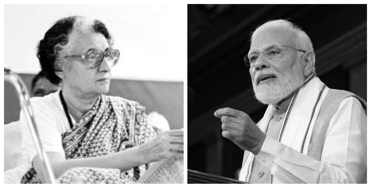 اندرا گاندھی اور نریندر مودی۔ (فوٹو بہ شکریہ: ٹوئٹر/ پی آئی بی)