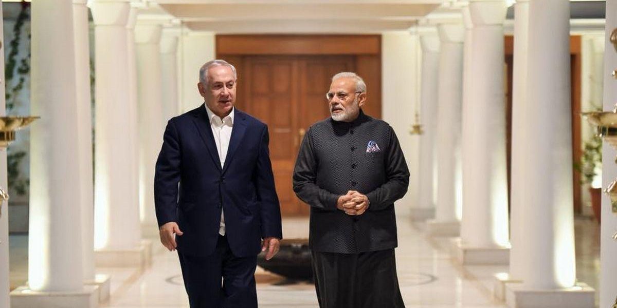اسرائیلی وزیر اعظم بنیامن نتن یاہو اور وزیر اعظم نریندر مودی۔ تصویر: نریندر مودی/فیس بک