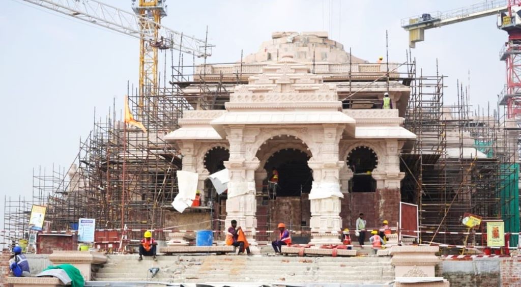 ایودھیا میں زیر تعمیر رام مندر۔ (تصویر بہ شکریہ: شری رام جنم بھومی تیرتھ ٹرسٹ)