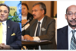 (بائیں سے دائیں) کویت میں ہندوستانی سفیر سبی جارج، قطر میں ہندوستانی سفیر دیپک متل اور ایران میں ہندوستانی سفیر جی دھرمیندر۔ (فوٹو بہ شکریہ: ٹوئٹر)