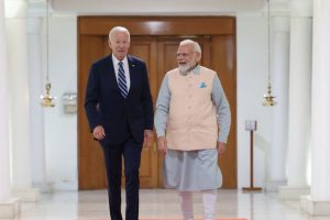 جی – 20 کانفرنس کے لیے ہندوستان پہنچے امریکی صدر جو بائیڈن کے ساتھ دو طرفہ مذاکرات کے دوران وزیر اعظم نریندر مودی۔ (تصویر بہ شکریہ: پی آئی بی)